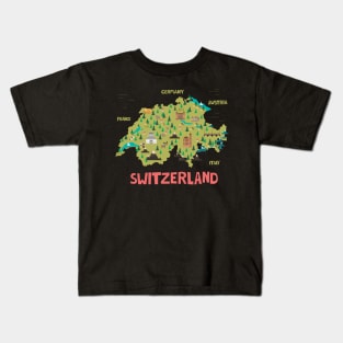 Switzerland Ilustrated Map Kids T-Shirt